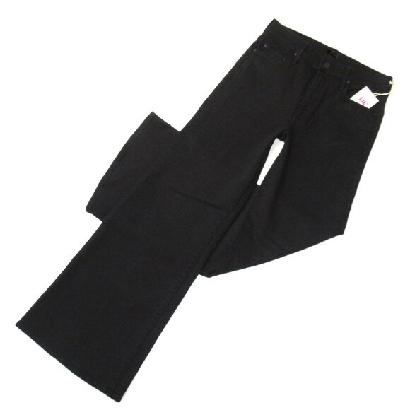 NWT Mother The LIL Twister Sneak in Pitch Black Wide Leg Stretch Jeans 27 - Picture 5 of 11